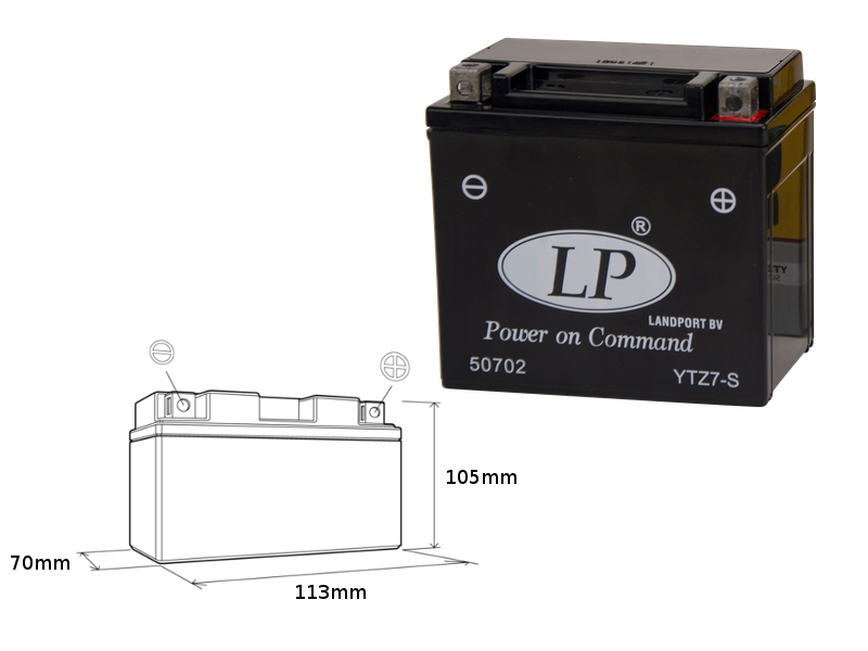 LANDPORT akumulátor YTZ7-S (MS LTZ7-S) 12V 6AH 112X69X103 (GTZ7S) bezúdržbový - zalitý (10)